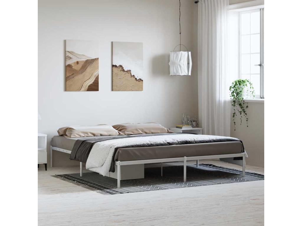 Cadre de lit en métal sans matelas blanc 183x213 cm WYVH93195