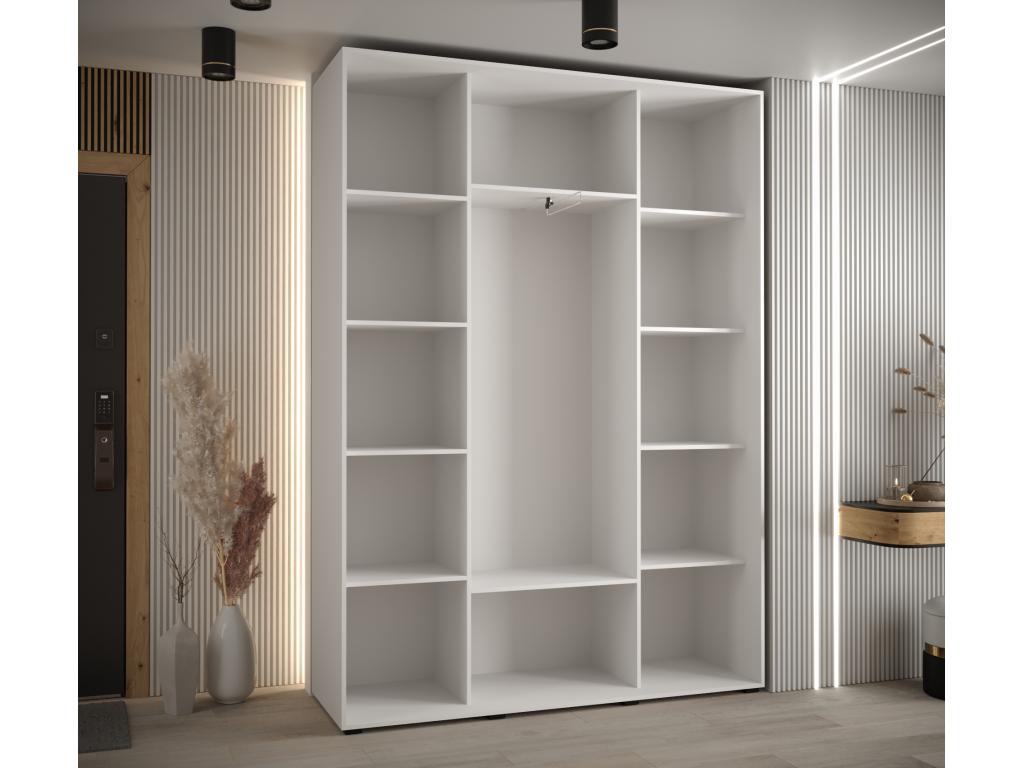 ARMOIRE Chezlova 5 ¨¤ PORTES COULISSANTES 235.2/180/45 3 portes Blanc/Chezlova/Noir OIYG30609