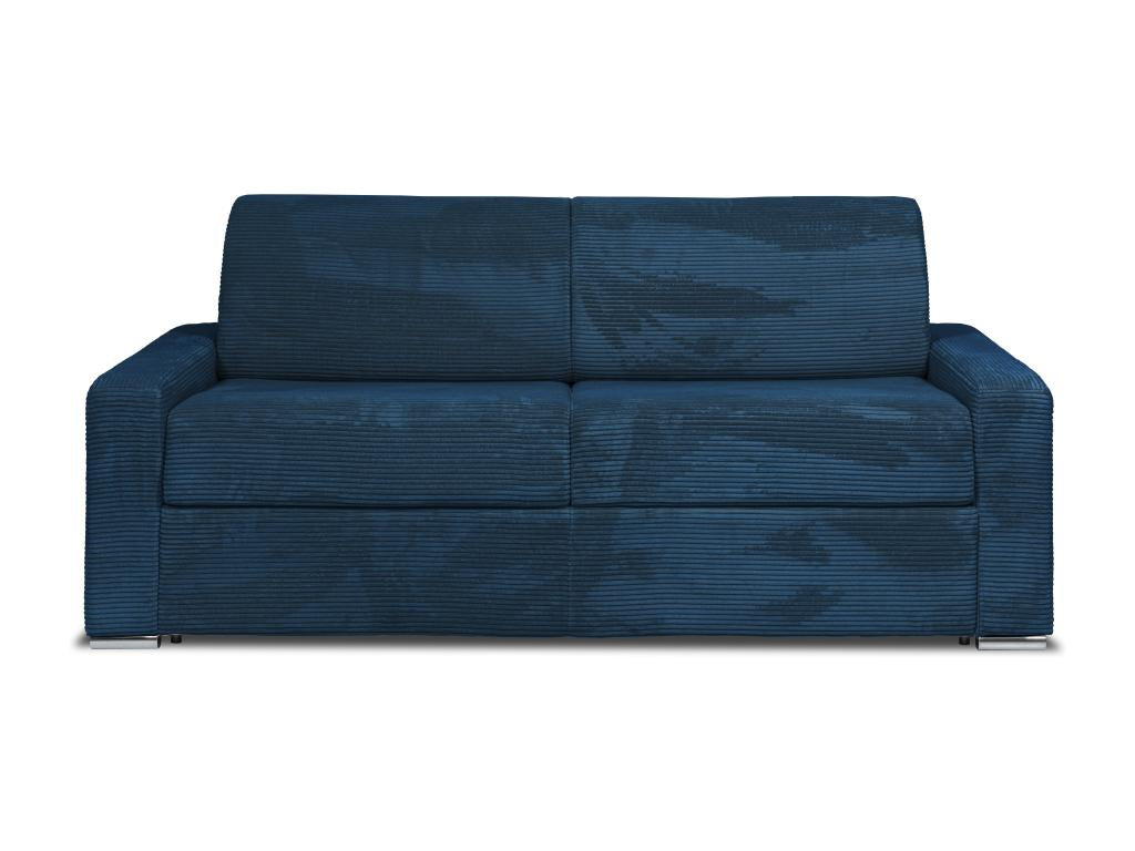 Canap¨¦ 4 places convertible express en velours c?tel¨¦ bleu - Couchage 160 cm - Matelas 14 cm - Artigeo PDVV22654