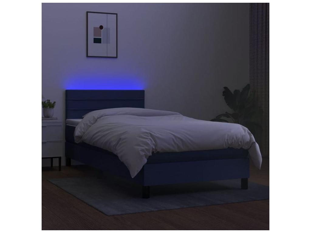 Sommier ¨¤ Chezlova de lit avec matelas et LED Bleu 80x200 Tissu VOLA60268