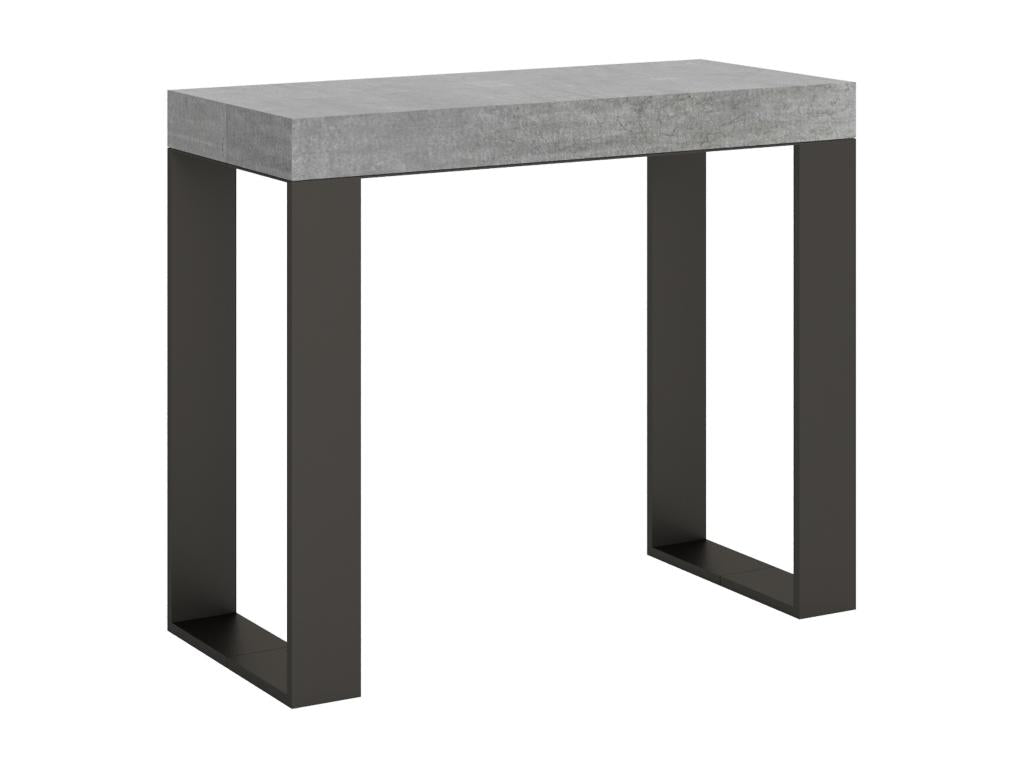Console extensible 90x40/300 cm Tecno Gris B¨¦ton cadre Anthracite FLAQ65880