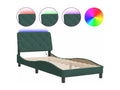 Cadre de lit avec LED sans matelas vert fonc¨¦ 90x190 cm velours PZHP76348