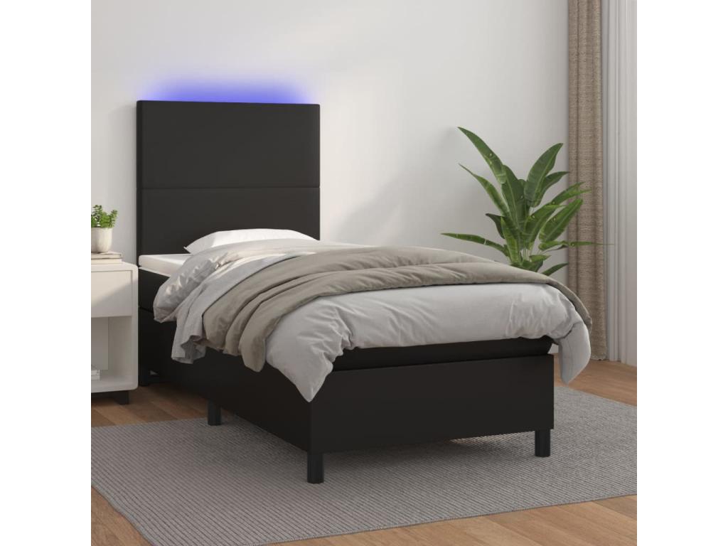 Sommier ¨¤ Artigeo de lit avec matelas et LED Noir 100x200 FUUR08112