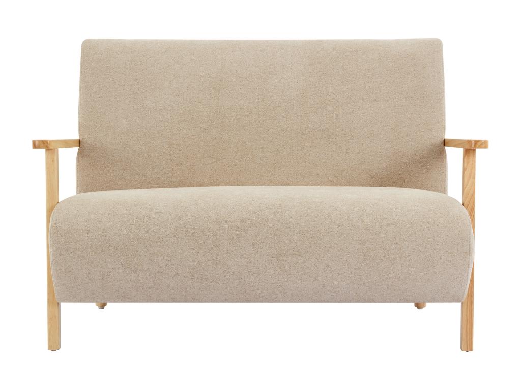 Canapé¨¦ 2 places en tissu beige et bois Artigeo JBAJ09553