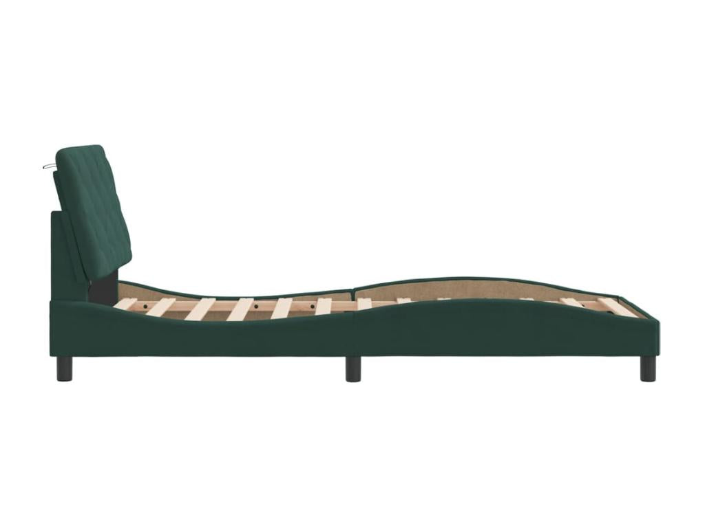 Cadre de lit avec LED sans matelas vert fonc¨¦ 90x190 cm velours PZHP76348