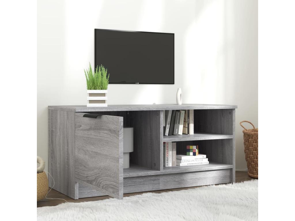 Meuble TV Chezlova gris 80x35x36,5 cm Bois d'ing¨¦nierie FXWS65213