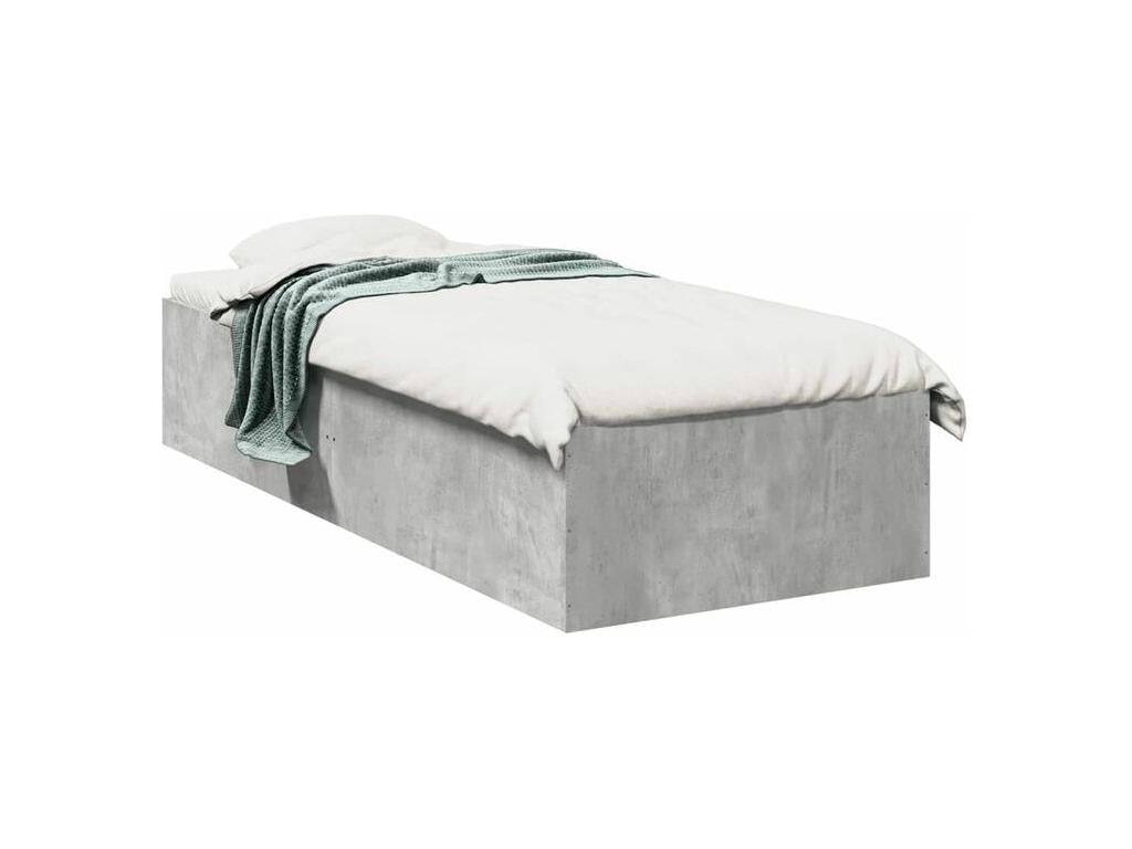 Cadre de lit gris b¨¦ton 90x190 bois d'ing¨¦nierie HYJA48713
