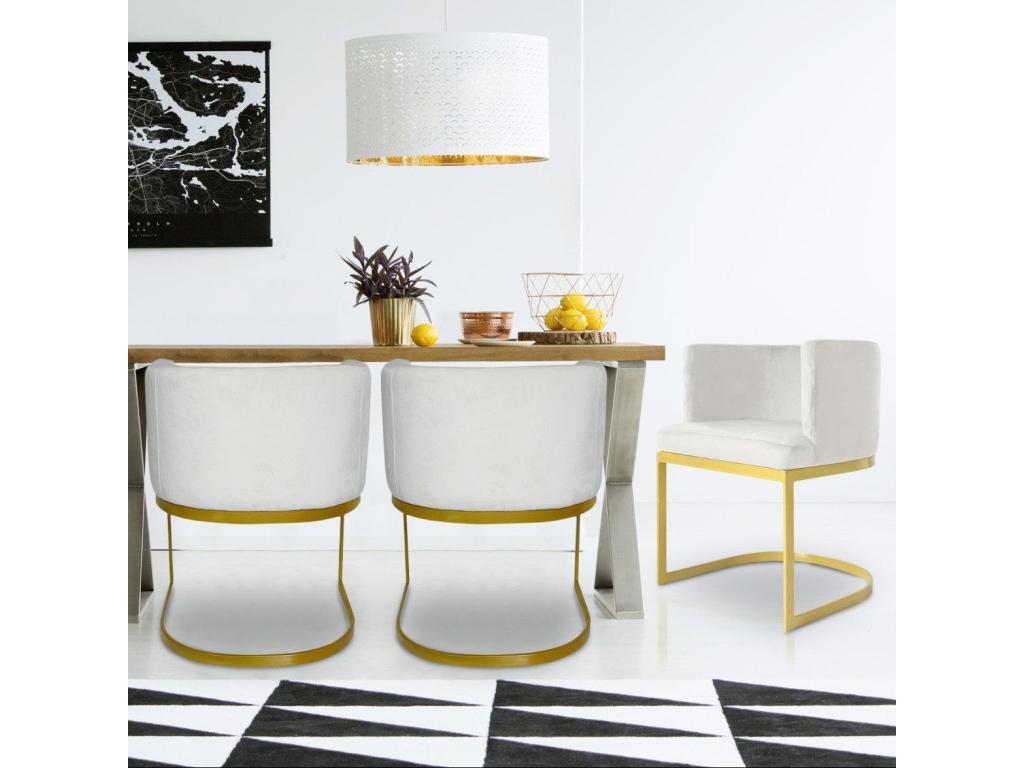 Chaise Design en Velours Artigeo 75cm Blanc RWDB60388