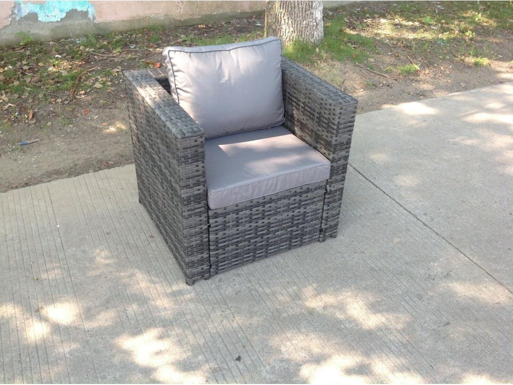 Meubles de jardin en rotin ave Table d'appoint 2 Chaises 3 Places canap¨¦ Table basse carr¨¦e M¨¦Artigeo gris fonc¨¦ OJYJ75943