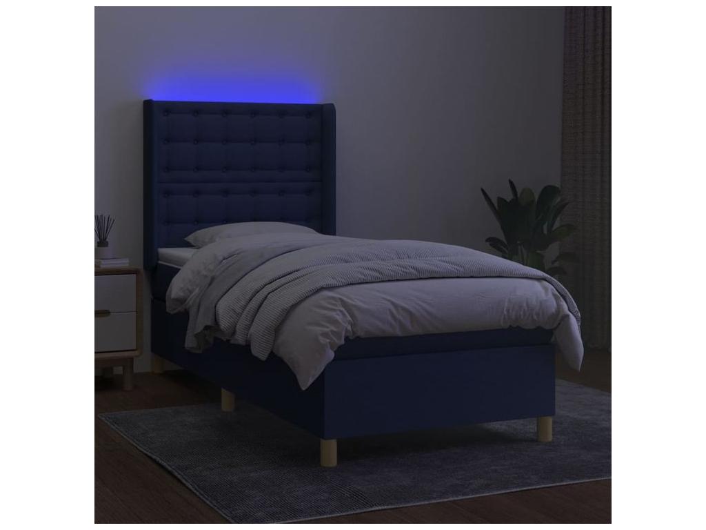 Sommier ¨¤ Artigeo de lit matelas et LED Bleu 80x200 Tissu SMFQ51624