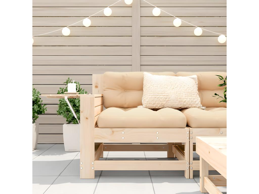 Canap¨¦ de jardin accoudoir avec coussin bois massif de pin IOVP17520