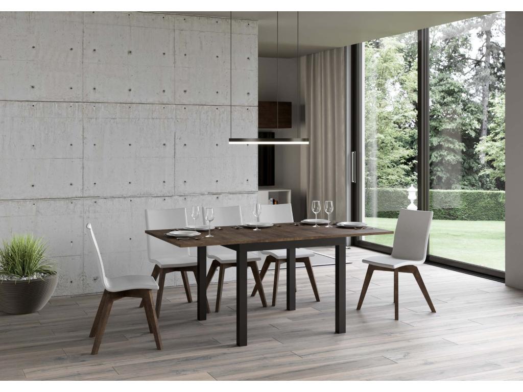 Table portefeuille extensible 90x90/180 cm Everyday Artigeo Noyer cadre Anthracite XAHZ31613