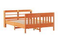Cadre de lit sans matelas cire marron 140x190cm bois pin massif WKVI47256