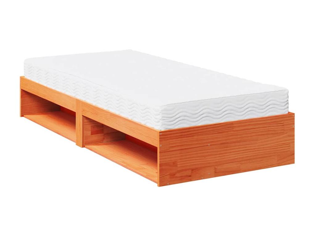 Lit de jour avec matelas cire marron 90x190 cm bois pin massif DJMJ68739