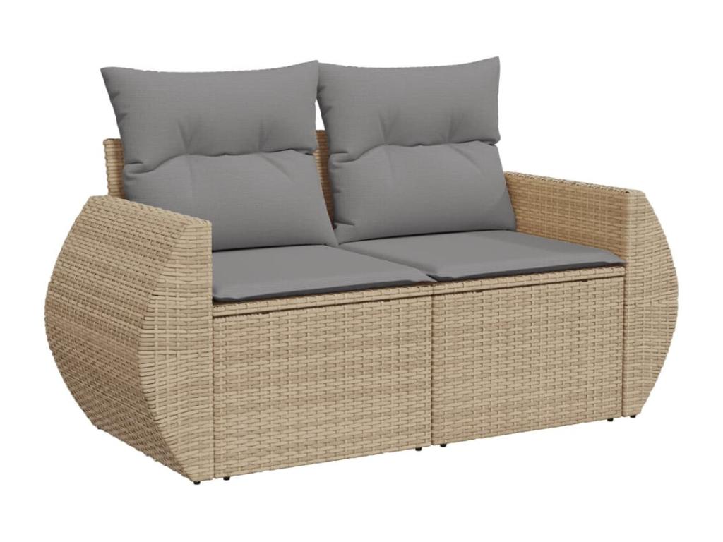 Canap¨¦ de jardin avec coussins 2 places beige r¨¦sine tress¨¦e LGCD08693