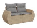 Canap¨¦ de jardin avec coussins 2 places beige r¨¦sine tress¨¦e LGCD08693