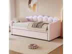 Lit banquette 90x200cm avec LED lit gigogne 90x190cm - rembourr¨¦ en tissu velours - Matelas Rose non inclus GOOR66228
