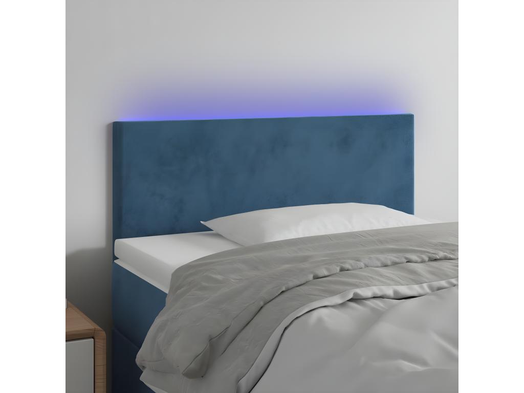 Tête de lit ¨¤ LED Bleu fonc¨¦ 90x5x78/88 cm Velours NCED90188