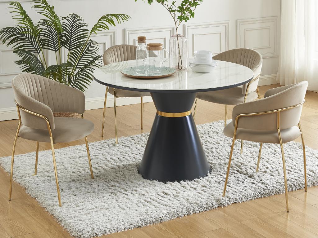 Lot de 2 chaises en velours et métal doré - Beige - Chezlova MORABITO VKSG32447