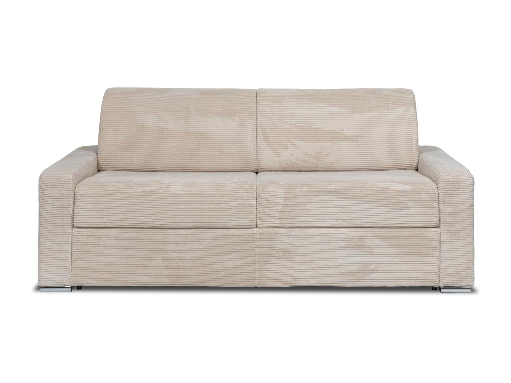 Canapé 4 places convertible express en velours c?tel¨¦ beige - Couchage 160 cm - Matelas 18 cm - Decohaute IQPA76687