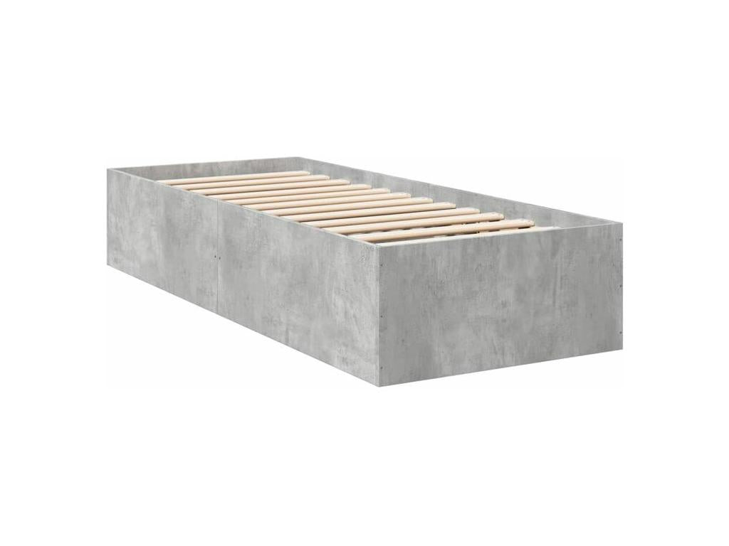 Cadre de lit gris b¨¦ton 90x190 bois d'ing¨¦nierie HYJA48713