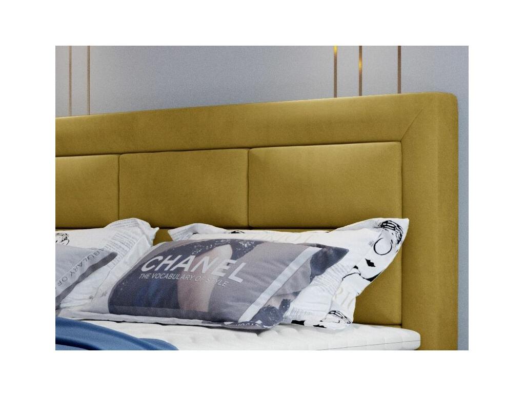 Lit continental velours jaune Chezlova-Couchage 140x200 cm DWGT55569