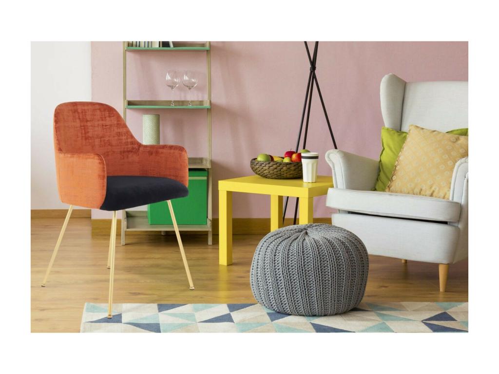 Chaise D¨¦co en Velours Chezlova 85cm Marron / Noir EBFZ21453