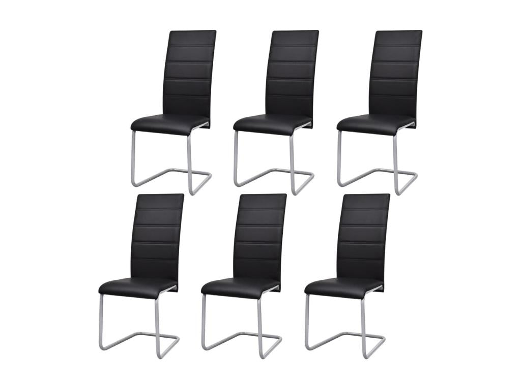 Chaises ¨¤ mangeoire cantilever lot de 6 noir similicuir KWOA54251