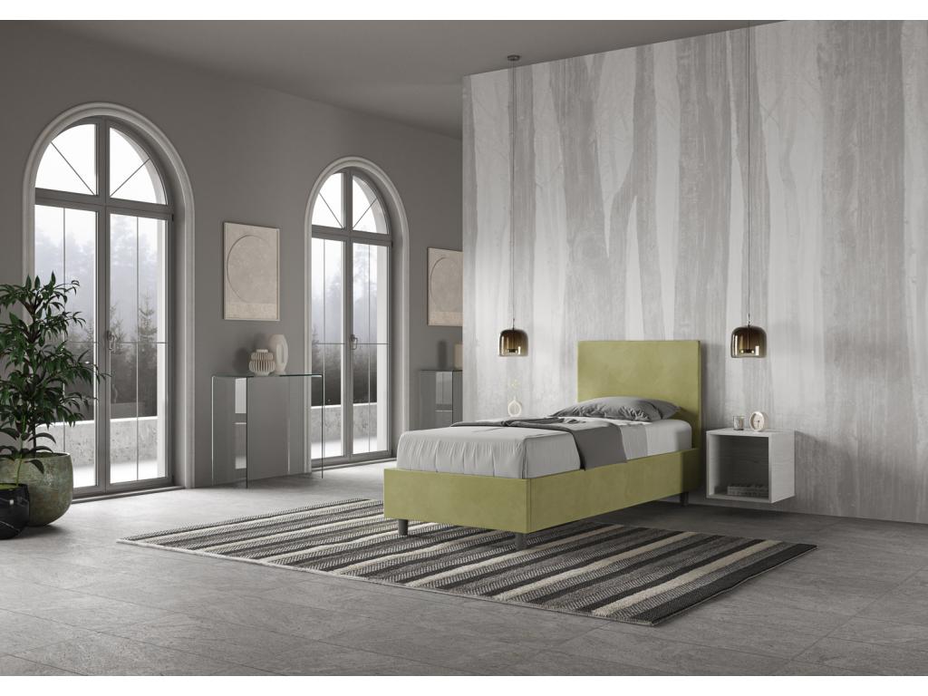 Lit rembourr¨¦ en microfibre Chezlova th¨¦ vert sans sommier 80x210 WHZV33954