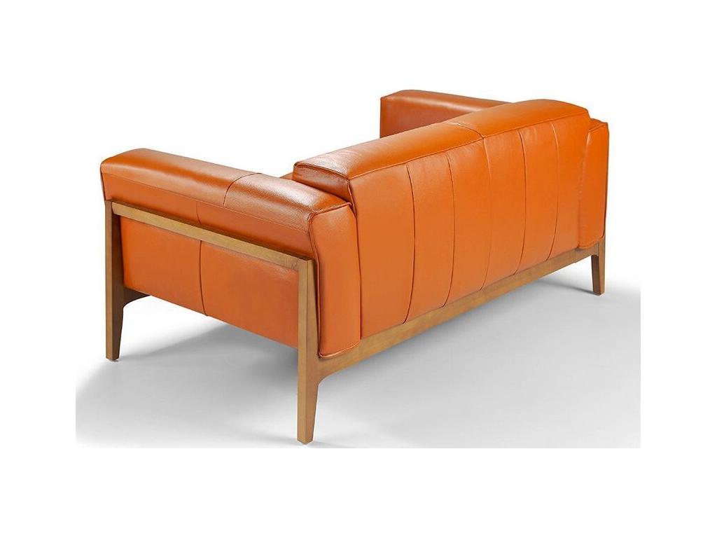 Canap¨¦ 3 places bois noyer et cuir Chezlova-Couleur Chezlova 20 Marron AUMD31116