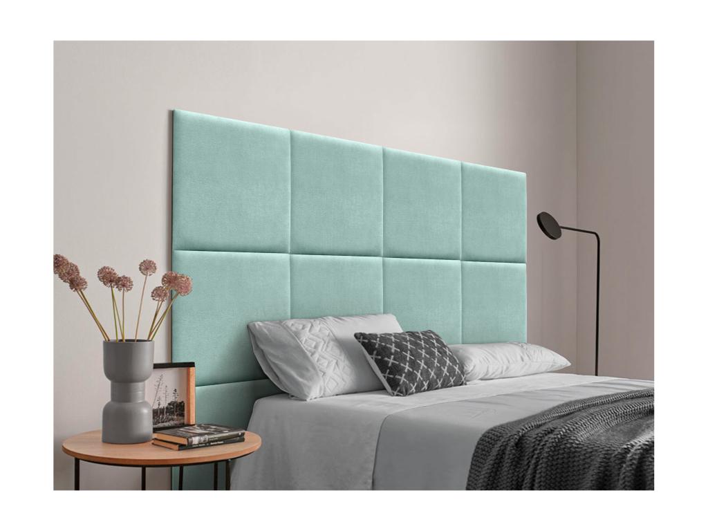 Chezlova Tête de lit tapiss¨¦e en tissu Aqualine composé¨¦e de panneaux de lit autocollants interchangeables pour chambre de luxe Vert Chezlova 200 cm KIVA94938
