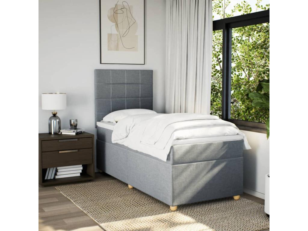 Sommier ¨¤ Chezlova de lit avec matelas Gris clair 100x200cm Tissu XFAG25802