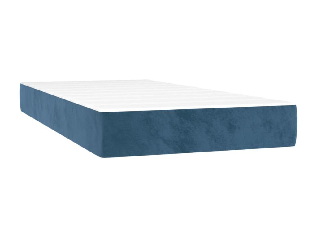 Lit ¨¤ sommier tapissier et matelas Bleu fonc¨¦ 80x200 cm Velours QOWI86719