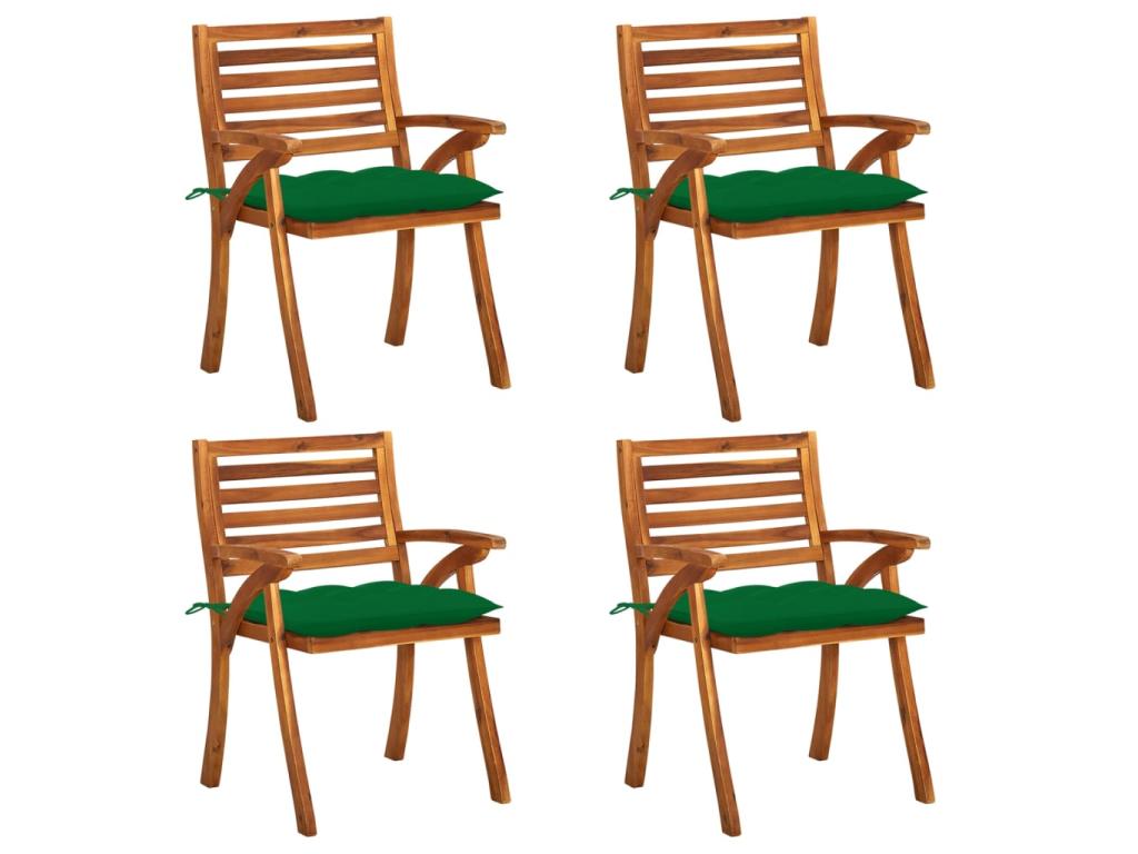 Chaises de jardin avec coussins 4 pcs Bois de teck solide 13 GGRX49464