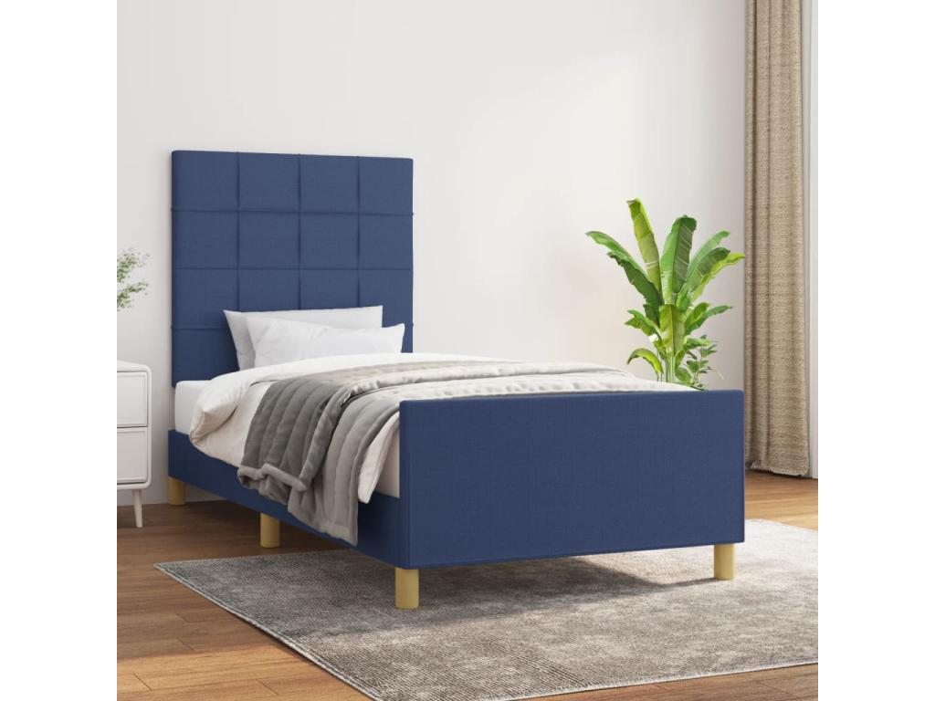 Cadre de lit sans matelas bleu 90x190 cm tissu VIMO51039