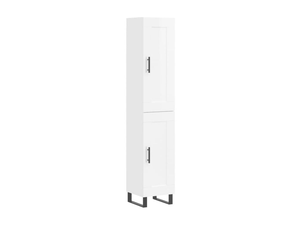 Buffet haut Blanc brillant 34,5x34x180 cm Bois d'ing¨¦nierie HGEE49206
