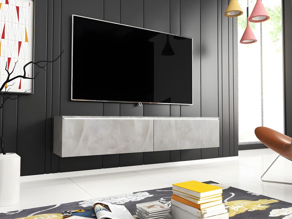 Meuble TV Chezlova 120 B¨¦ton Le nombre de portes 2 140x30x33cm GXSZ16716