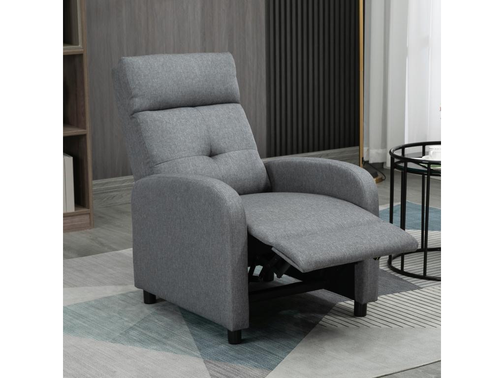 Fauteuil de relaxation grand confort dossier inclinable repose-pied réglable tissu gris HBLL26499