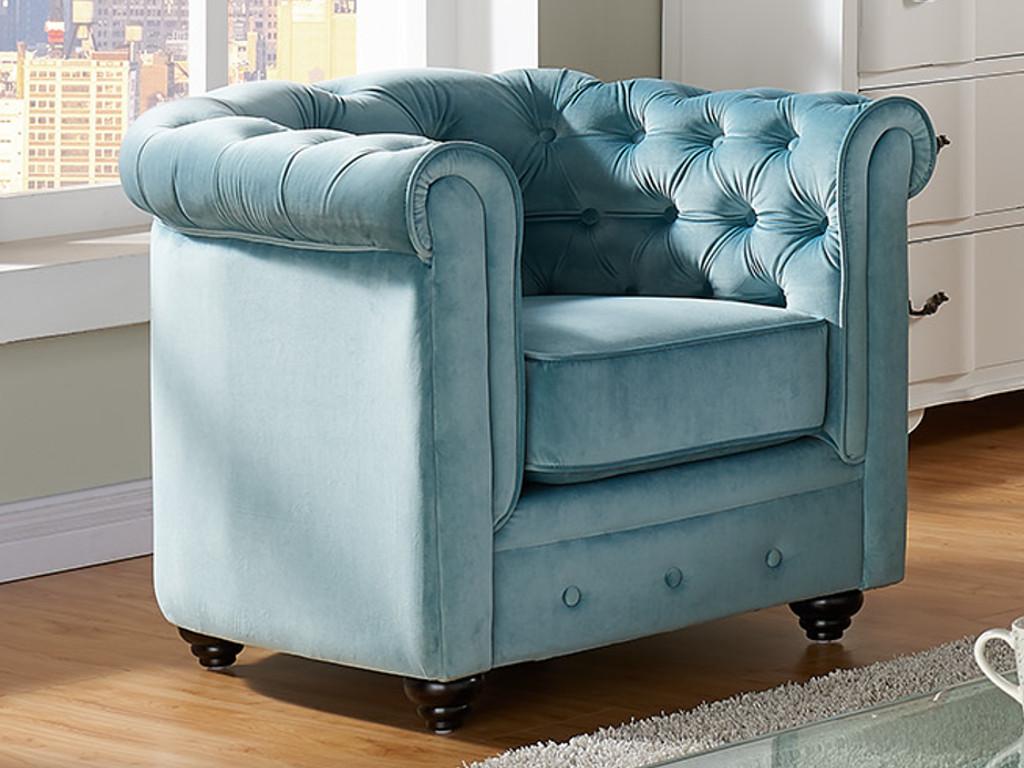 Fauteuil Chezlova - Velours bleu pastel IBKC86838