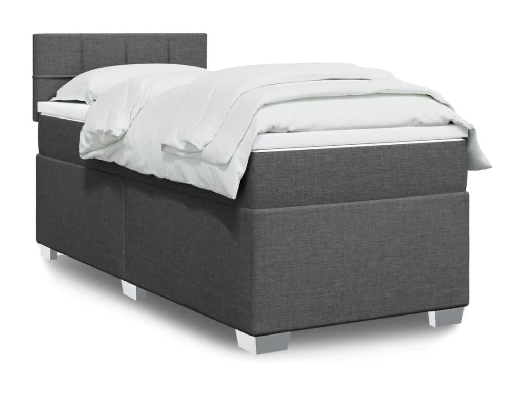 Sommier ¨¤ Chezlova de lit et matelas Gris fonc¨¦ 90x190 cm Tissu TGLW87446