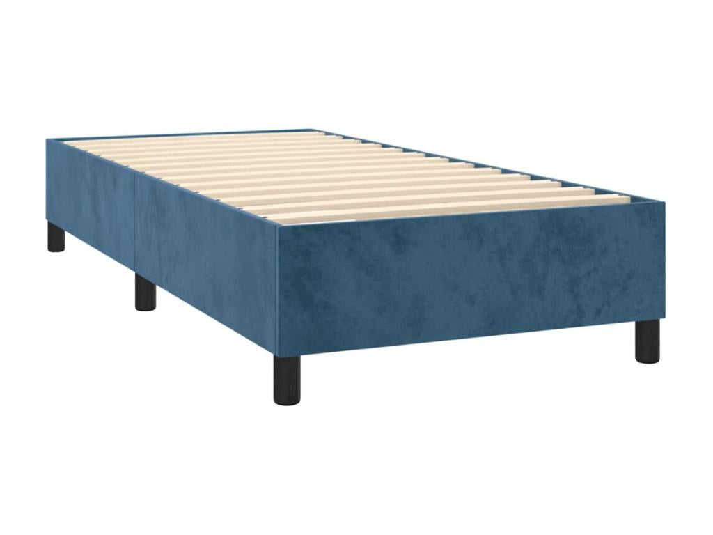 Cadre de lit sans matelas bleu fonc¨¦ 90x200 cm velours BCVR98873