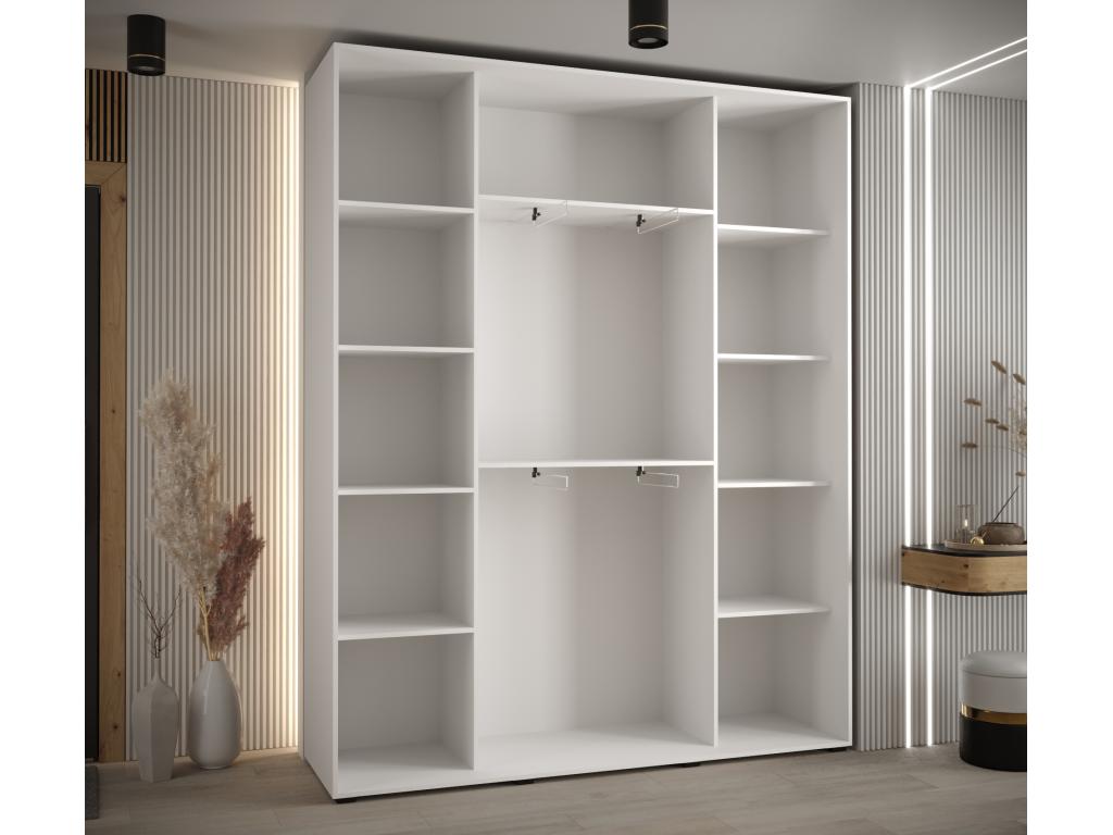 ARMOIRE Chezlova 6 ¨¤ PORTES COULISSANTES 235.2/190/45 3 portes Blanc/Noir/Argent DPRD62611