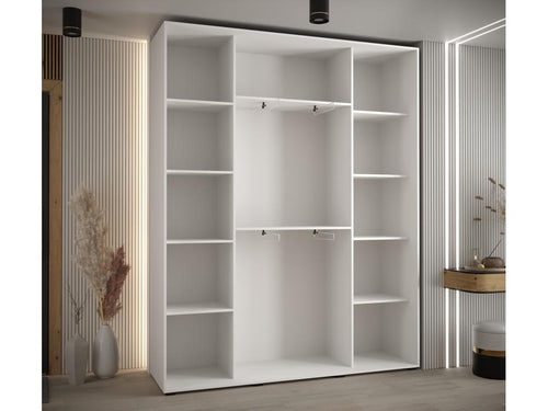 ARMOIRE Chezlova 6 ¨¤ PORTES COULISSANTES 235.2/190/45 3 portes Blanc/Noir/Argent DPRD62611