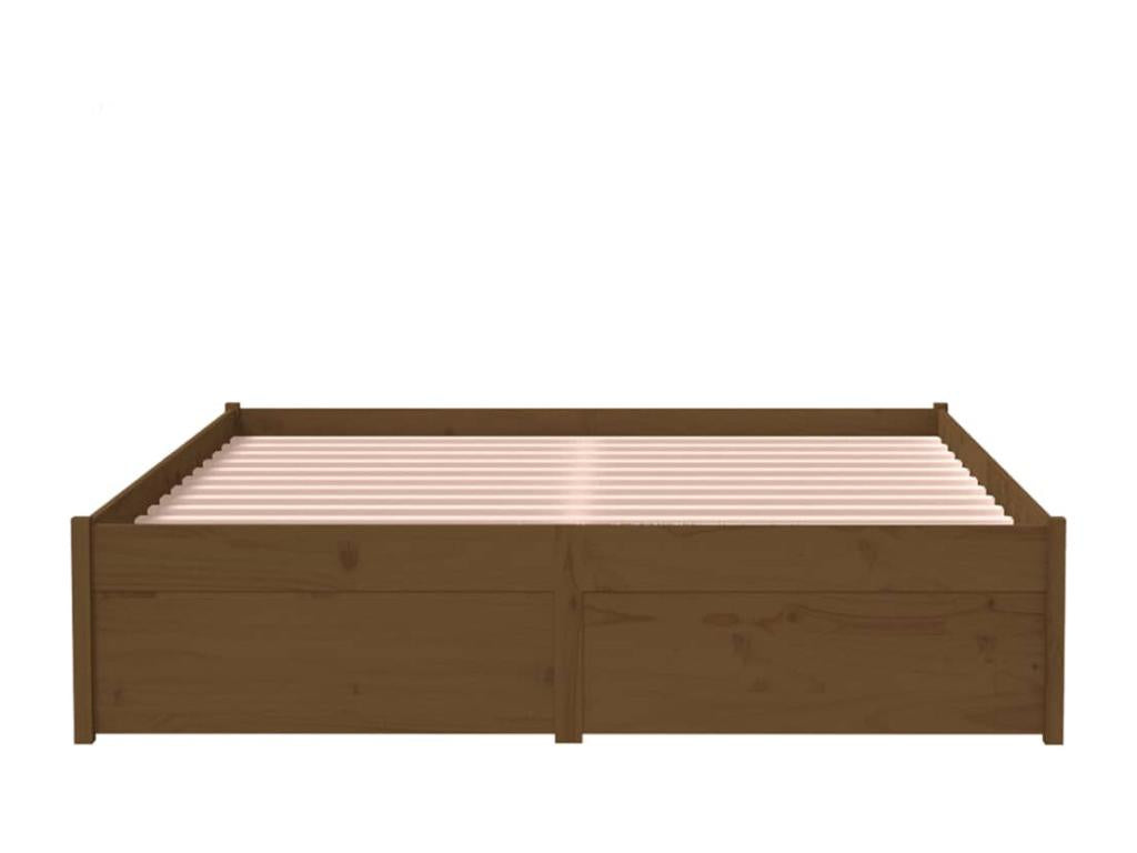 Cadre de lit Marron miel Bois massif 120x190 cm Petit Double QEFV47829