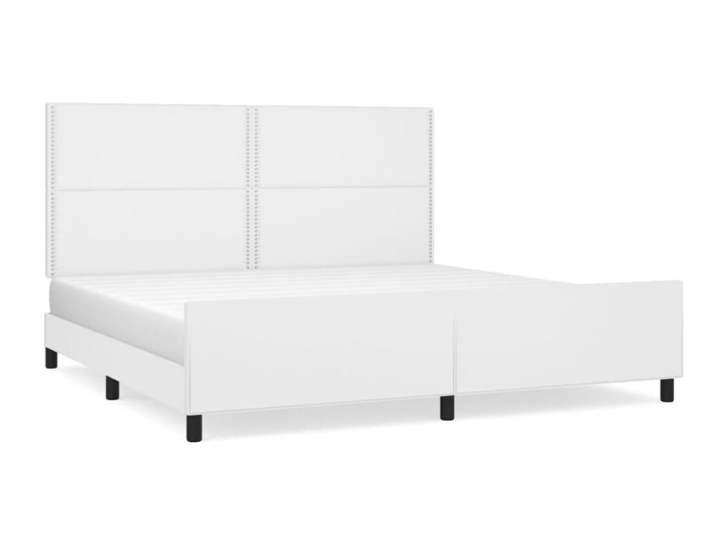 Cadre de lit sans matelas blanc 200x200 cm similicuir TWRW45011