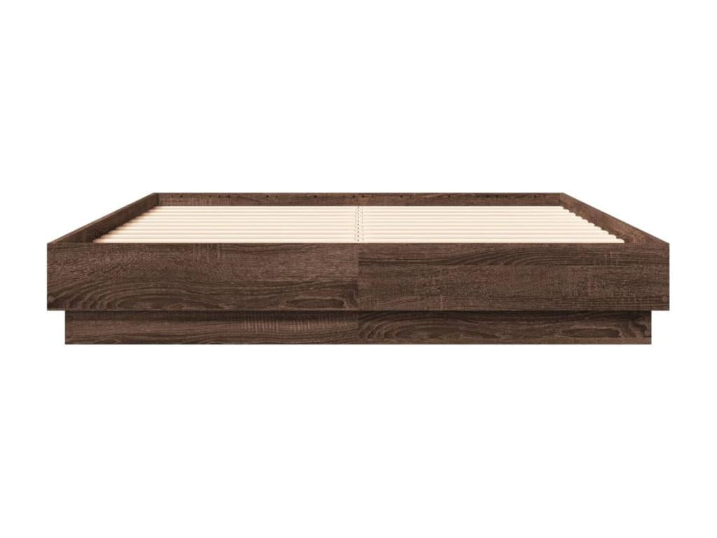 Cadre de lit ch¨ºne marron 135x190 cm bois d'ing¨¦nierie HPNN28493