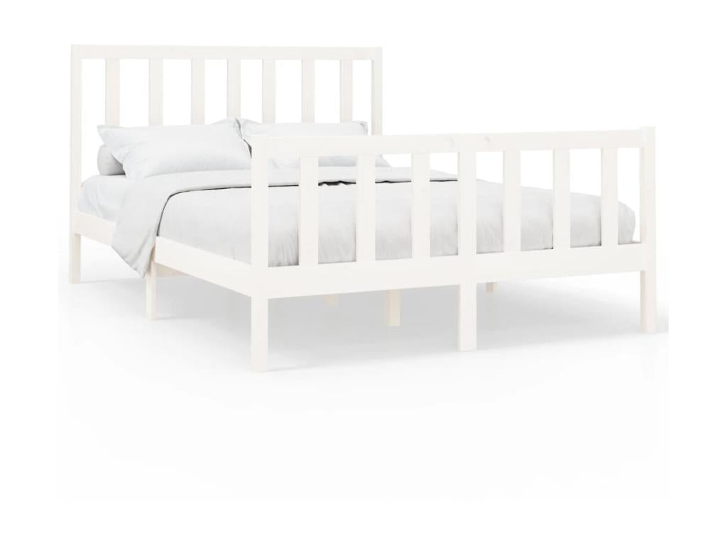 Lit Blanc Bois de pin massif 140x200 8 XEMH44482