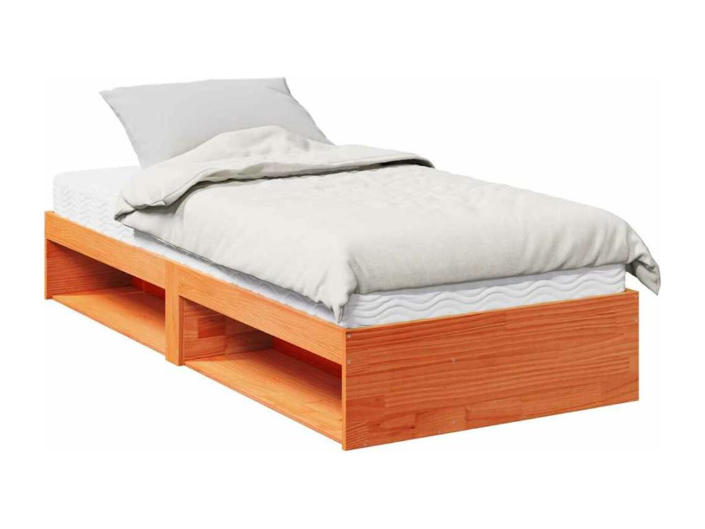 Lit de jour avec matelas cire marron 90x190 cm bois pin massif DJMJ68739
