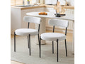 Lot de 2 chaises en tissu bouclette - pieds en métal - Blanc CEKS71937