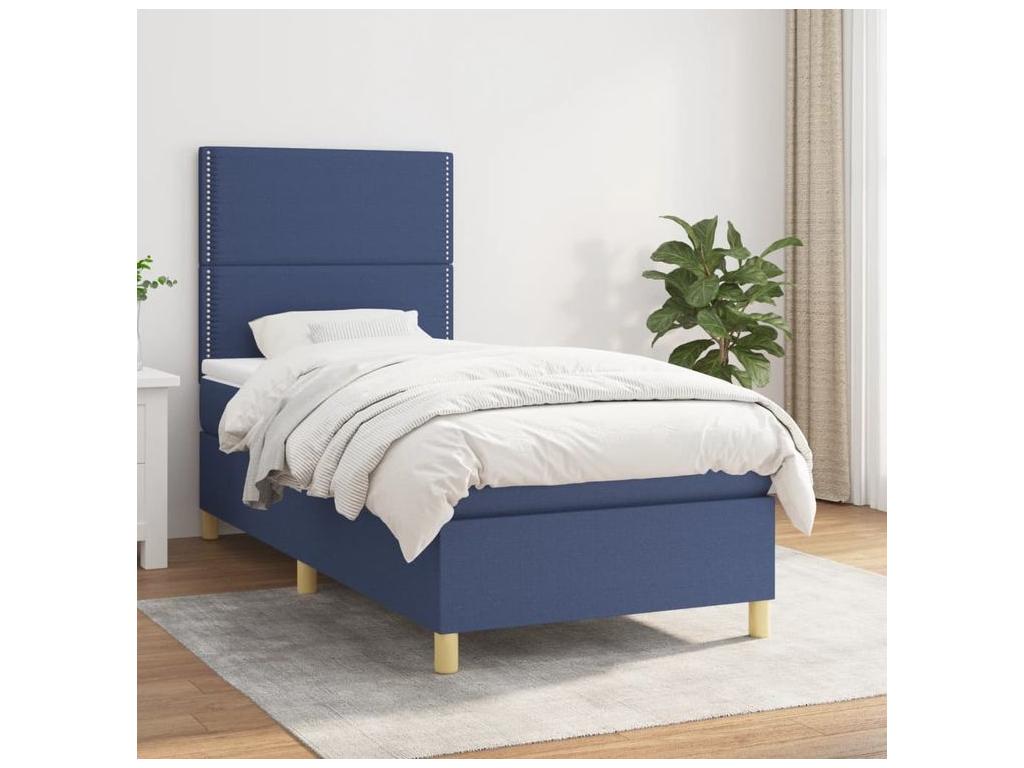 Sommier ¨¤ Artigeo de lit avec matelas Bleu 90x190 Tissu WAIH82956